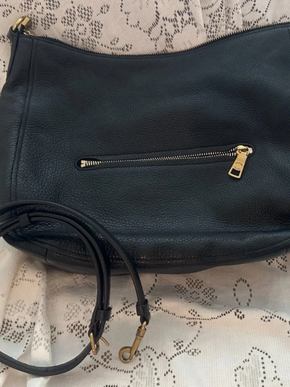 Coach F31400 Elle Hobo Black Pebbled Leather Shoulder & Crossbody Bag